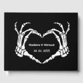 Gothic Halloween Skull Heart Wedding Date Gästebuch (Vorderseite)