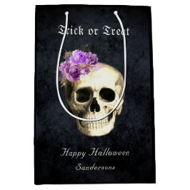 Gothic Halloween Skull Lila Rose Personalisiert Mittlere Geschenktüte