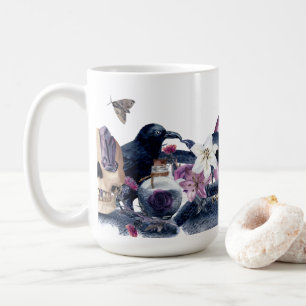 Gothic Halloween Skull & Raven Kaffeetasse