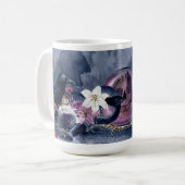 Gothic Halloween Skull & Raven Kaffeetasse (Vorderseite Links)