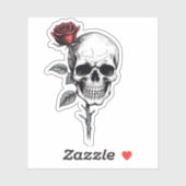 Gothic Halloween Skull und Rose Aufkleber (Blatt)