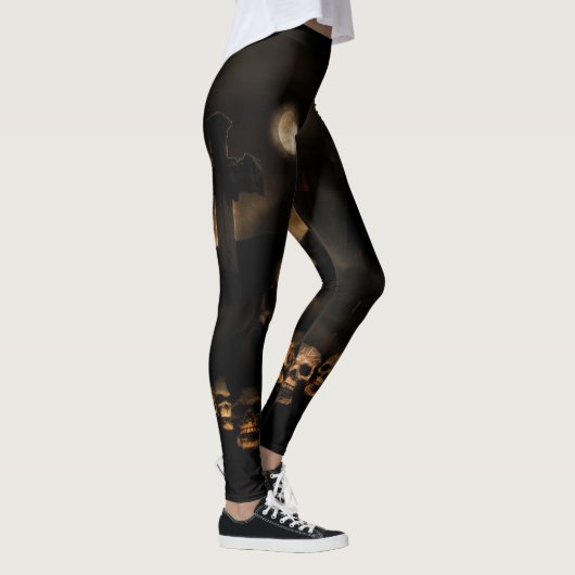 Gothic Halloween Skulls Friedhof Leggings (Rechts)