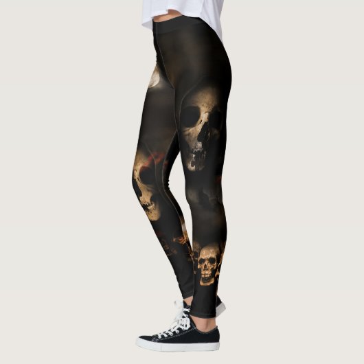 Gothic Halloween Skulls Friedhof Leggings (Links)