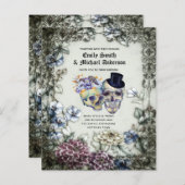 Gothic Halloween Skulls Party Invite Watercolor (Vorne/Hinten)