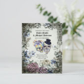 Gothic Halloween Skulls Party Invite Watercolor (Stehend Vorderseite)