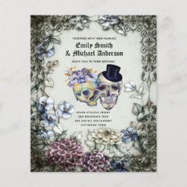 Gothic Halloween Skulls Party Invite Watercolor