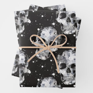 Gothic Halloween Skulls Spooky Season Geschenkpapier Set