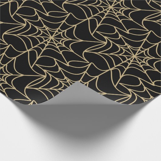Gothic Halloween Spider Web Gold Geschenkpapier (Ecke)