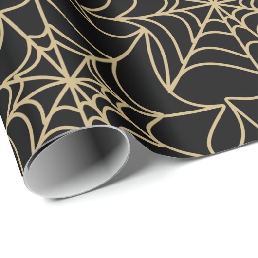 Gothic Halloween Spider Web Gold Geschenkpapier (Rolleneckpunkt)