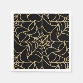 Gothic Halloween Spider Web Gold Serviette
