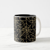 Gothic Halloween Spider Web Gold Zweifarbige Tasse (VorderseiteRechts)
