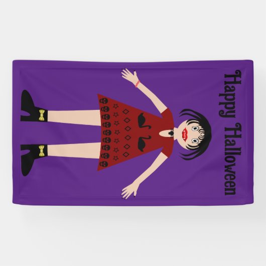 Gothic Halloween Vampire Lady Custom Banner (Horizontal)