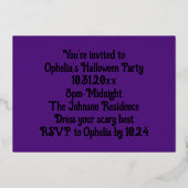 Gothic Halloween Vampire Lady Custom Folieneinladung (Rückseite)