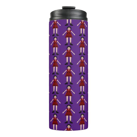 Gothic Halloween Vampire Lady Gemustert Thermosbecher (Vorderseite)