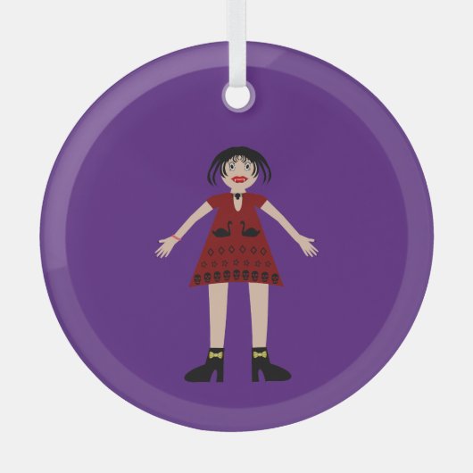 Gothic Halloween Vampire Lady Ornament Aus Glas (Vorderseite)