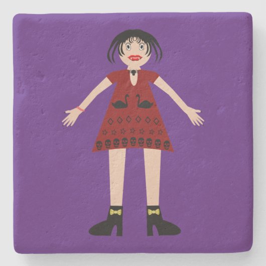 Gothic Halloween Vampire Lady Steinuntersetzer (Vorderseite)