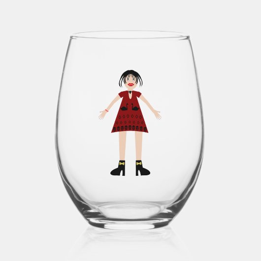 Gothic Halloween Vampire Lady Weinglas Ohne Stiel (Vorderseite)