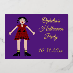Gothic Halloween Vampirin Lady benutzerdefiniert Folieneinladung