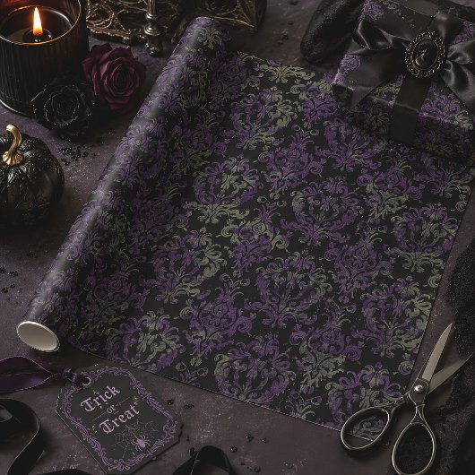 Gothic Halloween Viktorianisches lila Muster Geschenkpapier