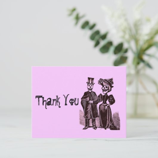 Gothic Halloween Wedding Danke Postkarte (Stehend Vorderseite)