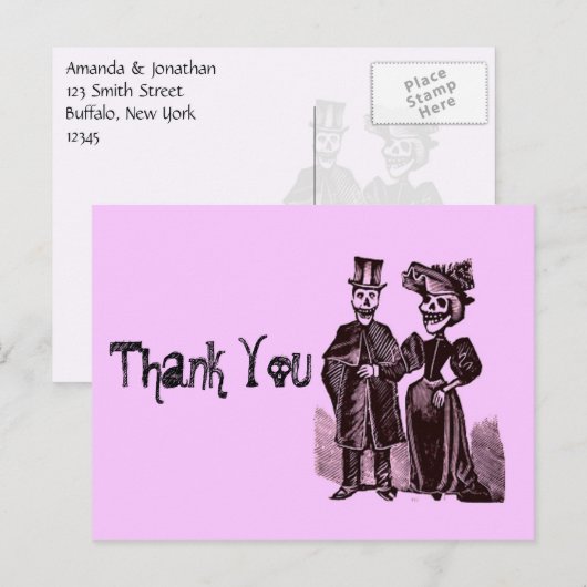 Gothic Halloween Wedding Danke Postkarte (Vorne/Hinten)