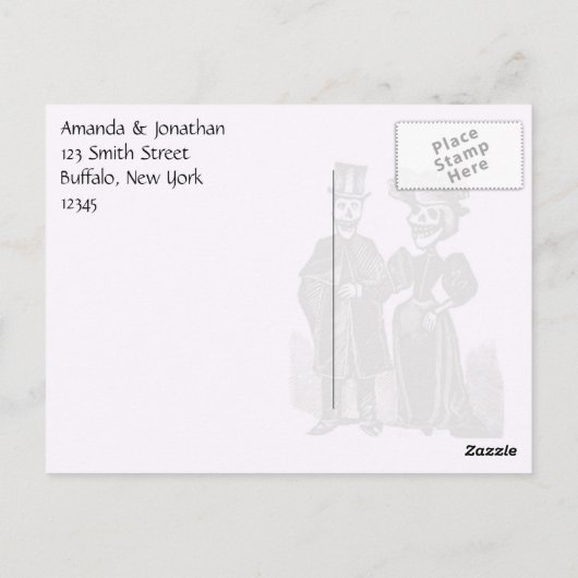 Gothic Halloween Wedding Danke Postkarte (Rückseite)