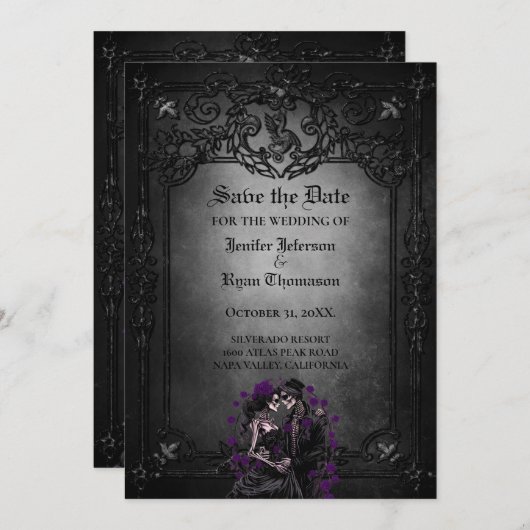 Gothic Halloween wedding invitation Ankündigung (Vorne/Hinten)