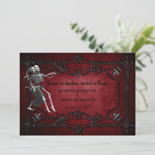 Gothic Halloween wedding invitation Einladung (Stehend Vorderseite)