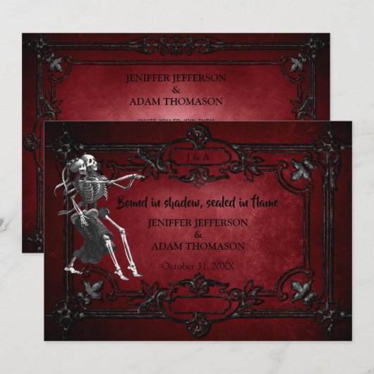 Gothic Halloween wedding invitation Einladung (Vorne/Hinten)