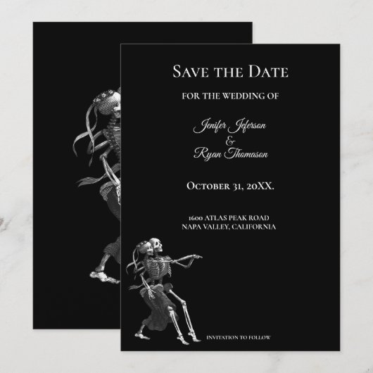 Gothic halloween wedding save the date invitation ankündigung (Vorne/Hinten)