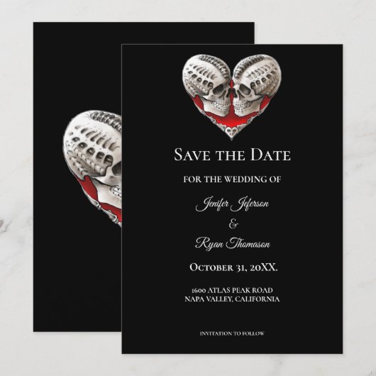 Gothic halloween wedding save the date invitation ankündigung (Vorne/Hinten)