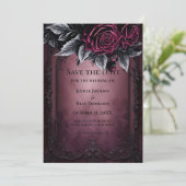 Gothic halloween wedding save the date invitation ankündigung (Stehend Vorderseite)