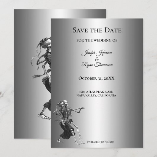 Gothic halloween wedding save the date invitation ankündigung (Vorne/Hinten)