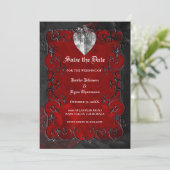 Gothic halloween wedding save the date invitation ankündigung (Stehend Vorderseite)