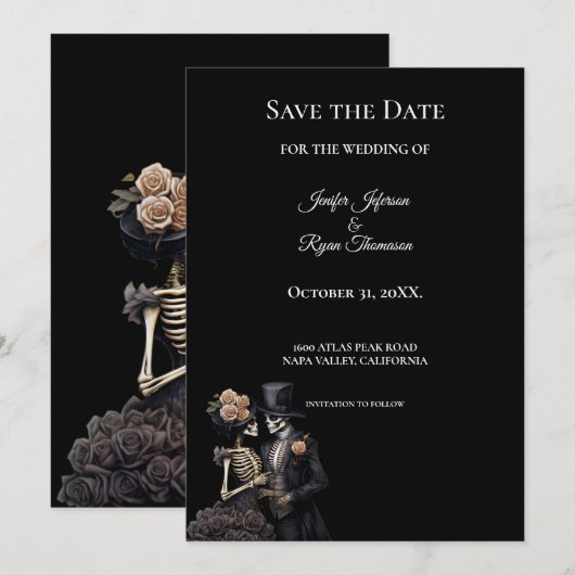 Gothic halloween wedding save the date invitation ankündigung (Vorne/Hinten)