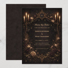 Gothic halloween wedding save the date invitation ankündigung