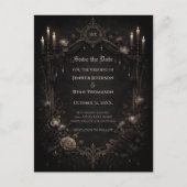 Gothic halloween wedding save the date postcard ankündigungspostkarte (Vorderseite)