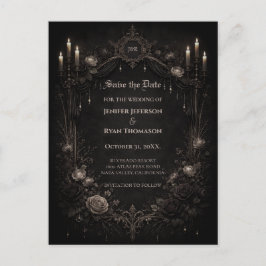Gothic halloween wedding save the date postcard ankündigungspostkarte