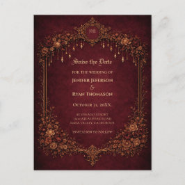 Gothic halloween wedding save the date postcard ankündigungspostkarte