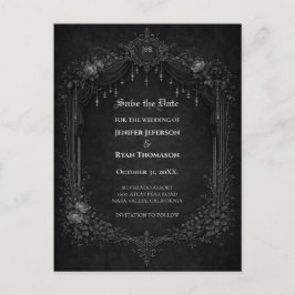Gothic halloween wedding save the date postcard ankündigungspostkarte