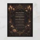 Gothic halloween wedding save the date postcard ankündigungspostkarte (Vorderseite)