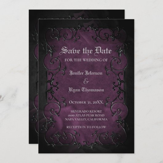 Gothic halloween wedding speichern Sie das Datum E Ankündigung (Vorne/Hinten)