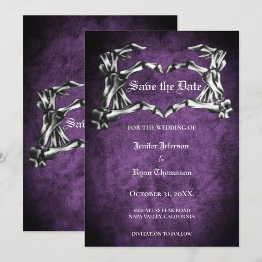 Gothic halloween wedding speichern Sie das Datum E Ankündigung (Vorne/Hinten)