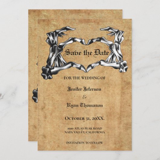 Gothic halloween wedding speichern Sie das Datum E Ankündigung (Vorne/Hinten)