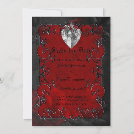 Gothic halloween wedding speichern Sie das Datum E Ankündigung (Vorderseite)