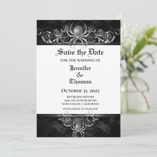 Gothic halloween wedding speichern Sie das Datum E Ankündigung (Stehend Vorderseite)