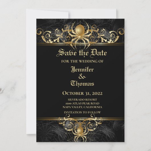 Gothic halloween wedding speichern Sie das Datum E Ankündigung (Vorderseite)