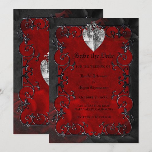Gothic halloween wedding speichern Sie das Datum E Ankündigung (Vorne/Hinten)