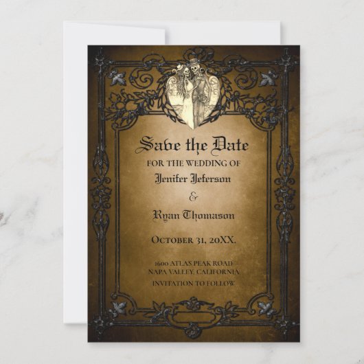 Gothic halloween wedding speichern Sie das Datum E Ankündigung (Vorderseite)