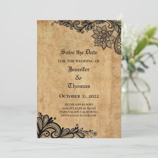 Gothic halloween wedding speichern Sie das Datum E Ankündigung (Stehend Vorderseite)